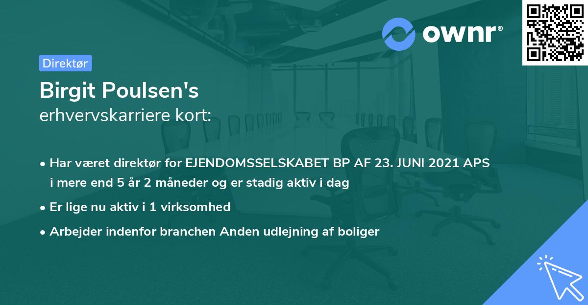 Birgit Poulsen's erhvervskarriere kort
