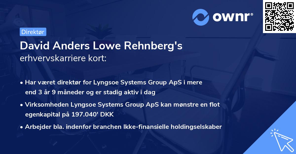 David Anders Lowe Rehnberg's erhvervskarriere kort