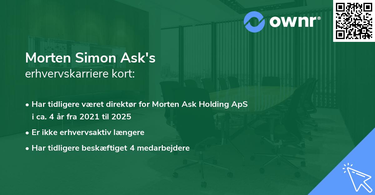 Morten Simon Ask's erhvervskarriere kort