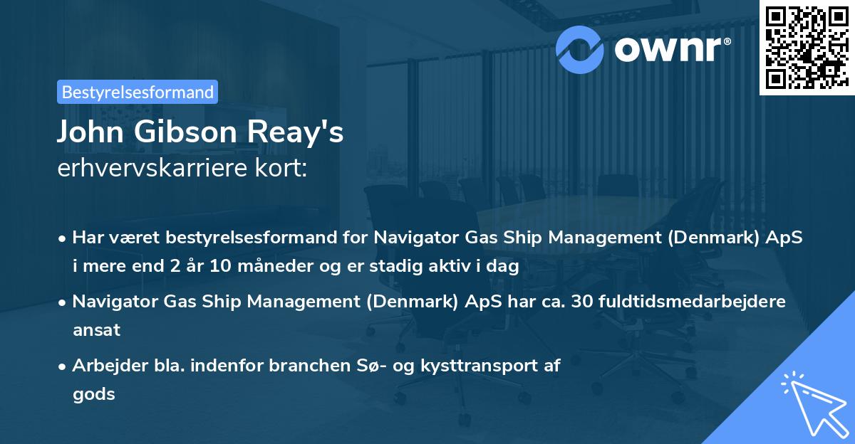 John Gibson Reay's erhvervskarriere kort