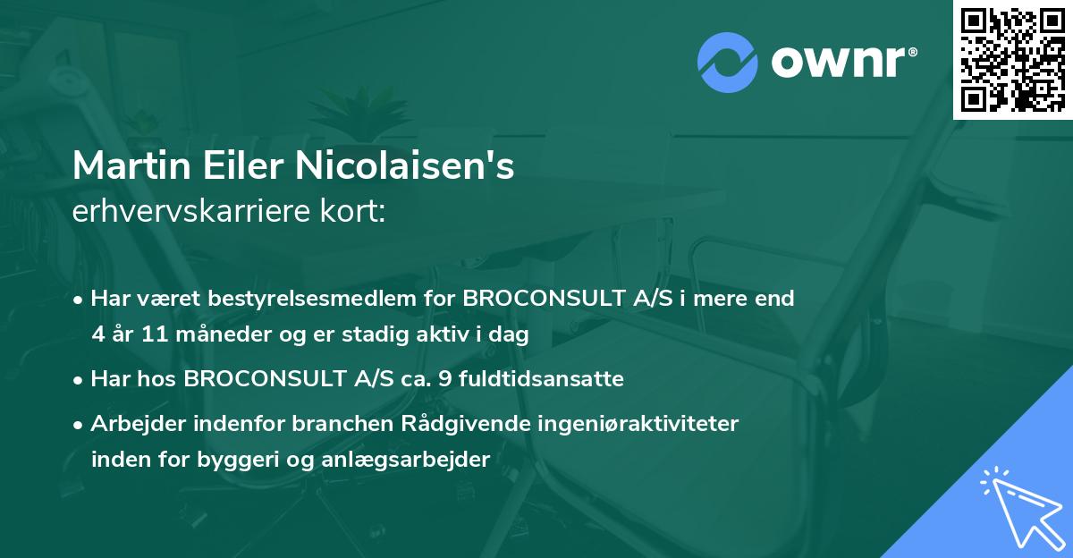 Martin Eiler Nicolaisen's erhvervskarriere kort