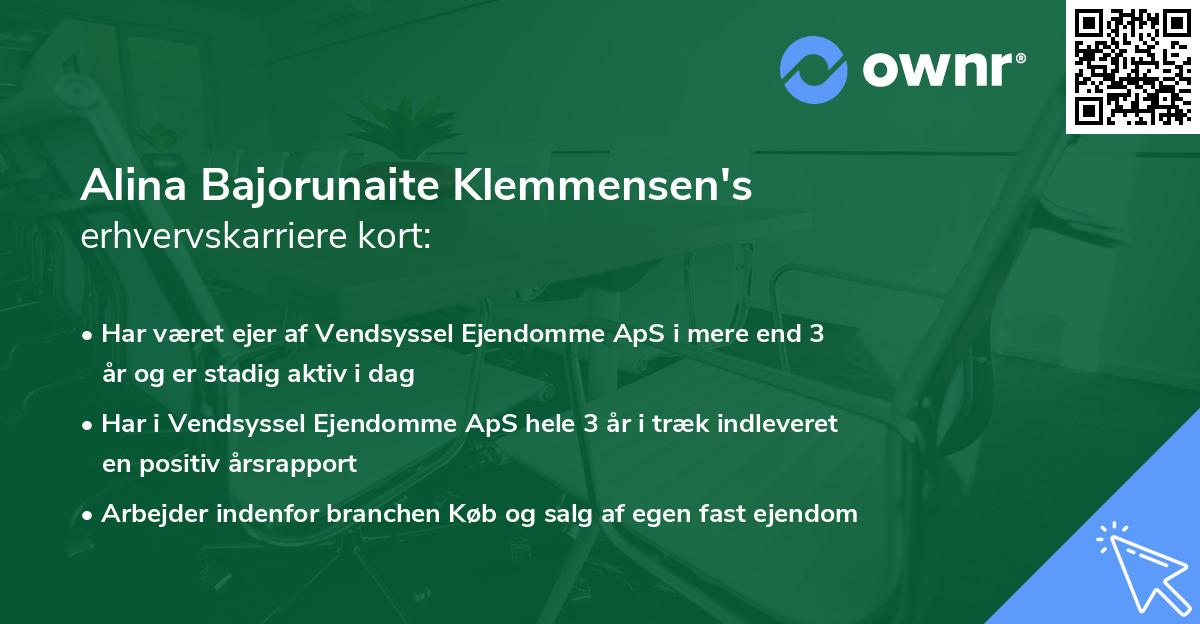 Alina Bajorunaite Klemmensen's erhvervskarriere kort