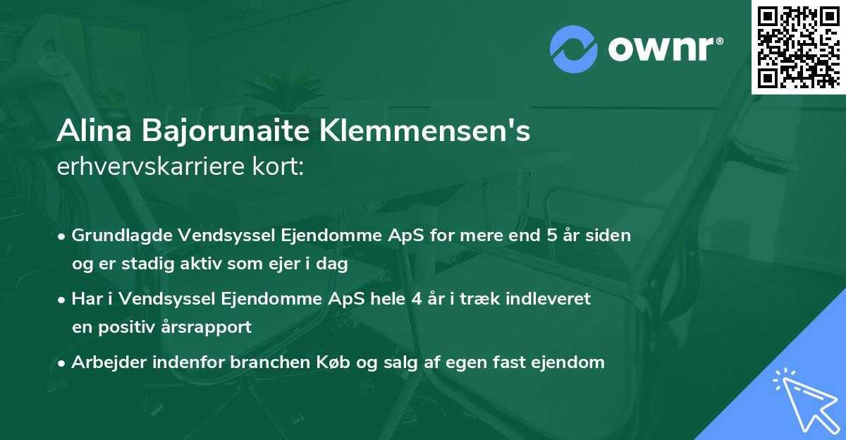 Alina Bajorunaite Klemmensen's erhvervskarriere kort