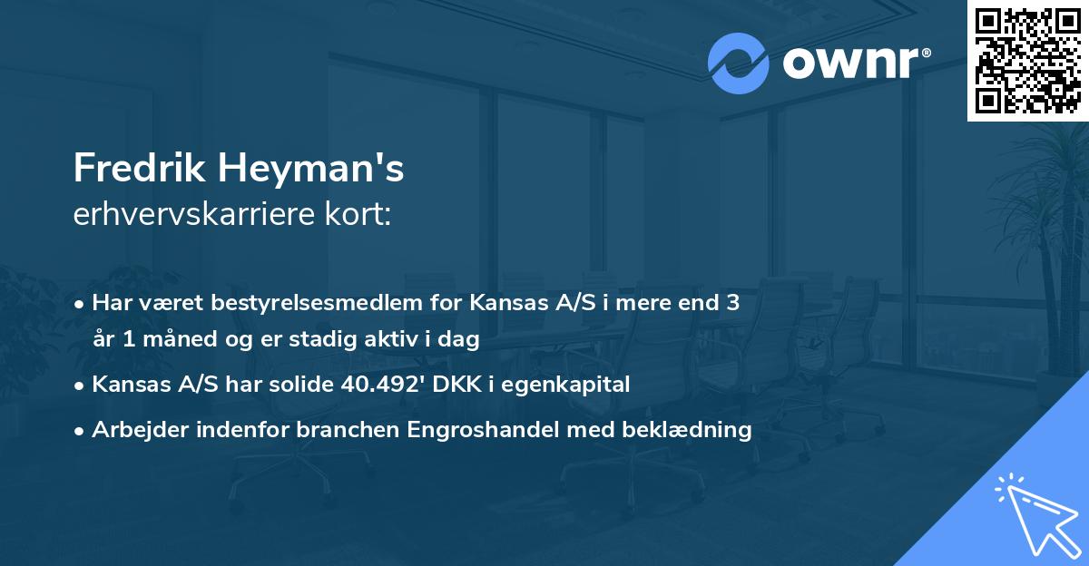 Fredrik Heyman's erhvervskarriere kort