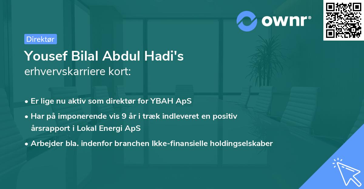 Yousef Bilal Abdul Hadi's erhvervskarriere kort
