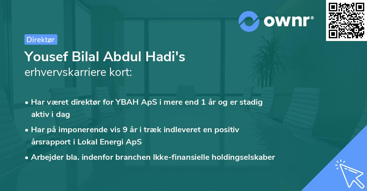 Yousef Bilal Abdul Hadi's erhvervskarriere kort