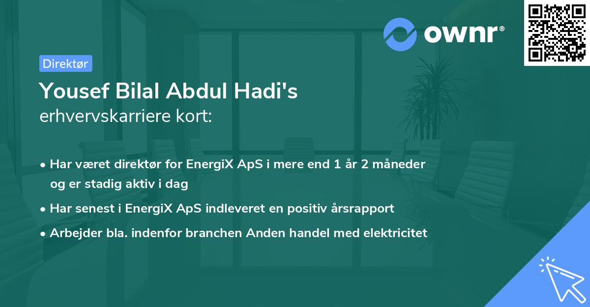 Yousef Bilal Abdul Hadi's erhvervskarriere kort