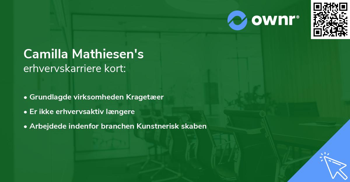 Camilla Mathiesen's erhvervskarriere kort