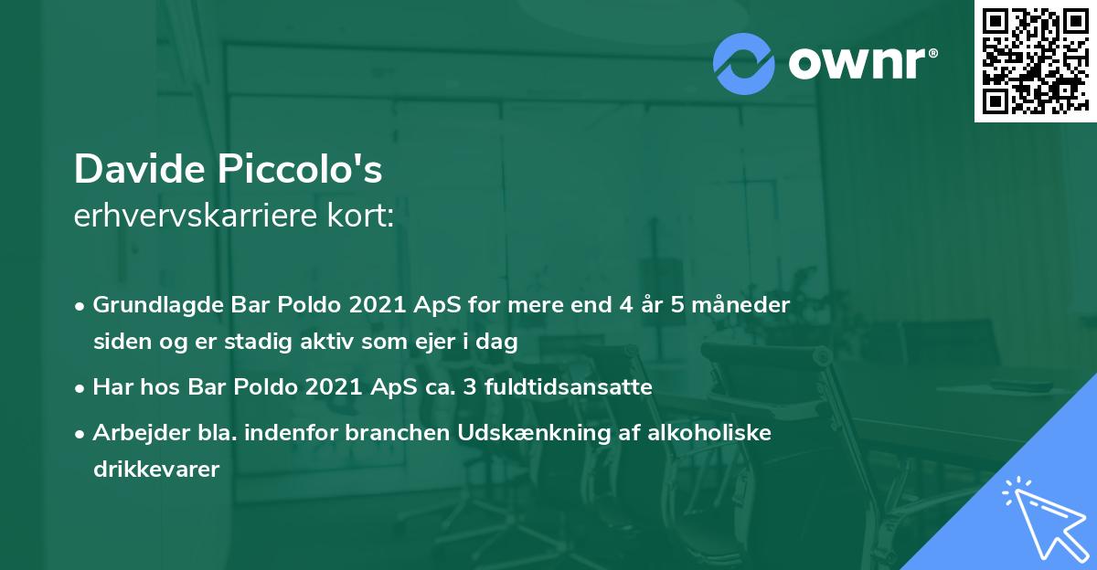 Davide Piccolo's erhvervskarriere kort