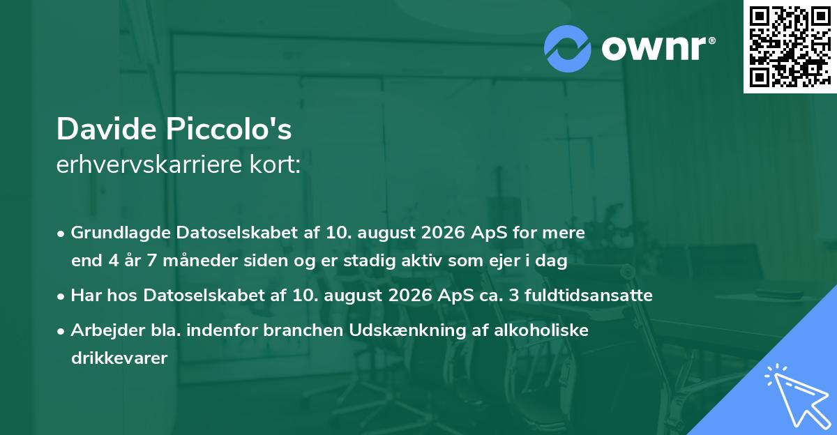 Davide Piccolo's erhvervskarriere kort