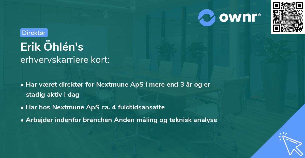 Erik Öhlén's erhvervskarriere kort