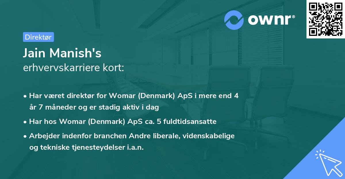 Jain Manish's erhvervskarriere kort