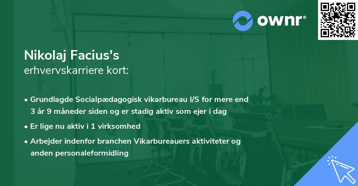 Nikolaj Facius's erhvervskarriere kort