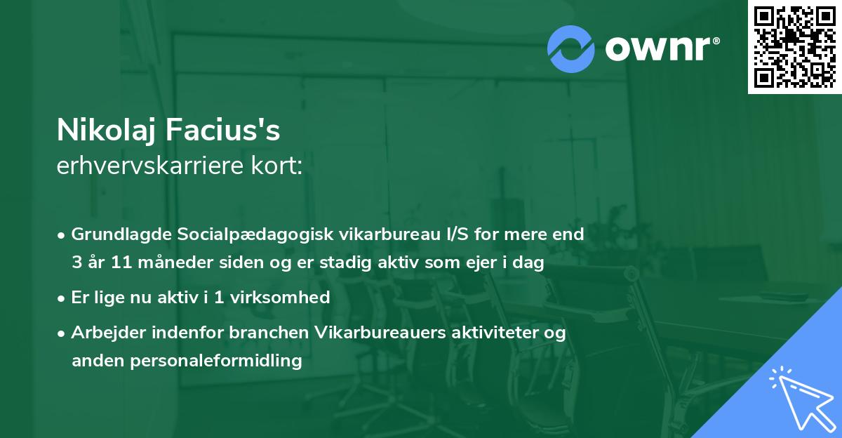 Nikolaj Facius's erhvervskarriere kort