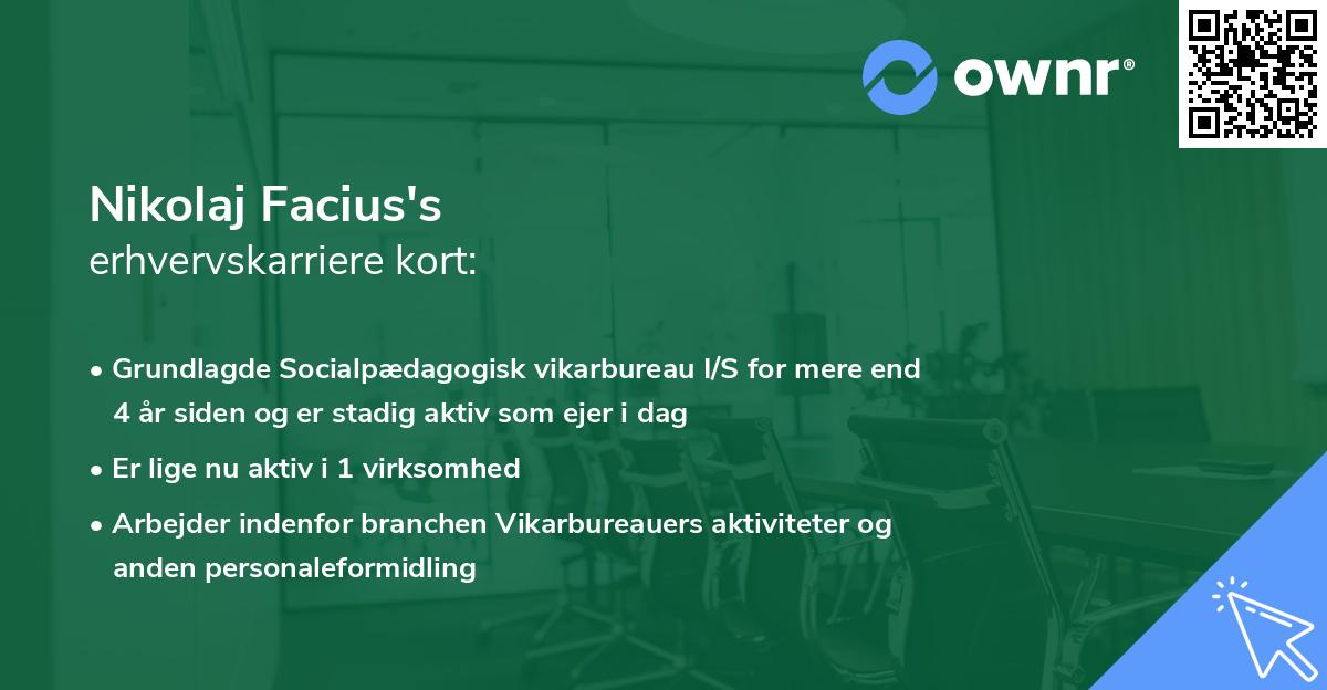 Nikolaj Facius's erhvervskarriere kort