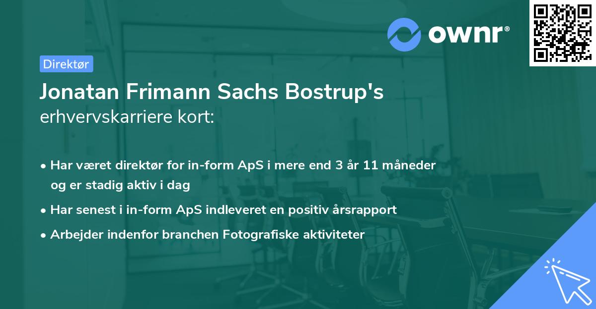Jonatan Frimann Sachs Bostrup's erhvervskarriere kort