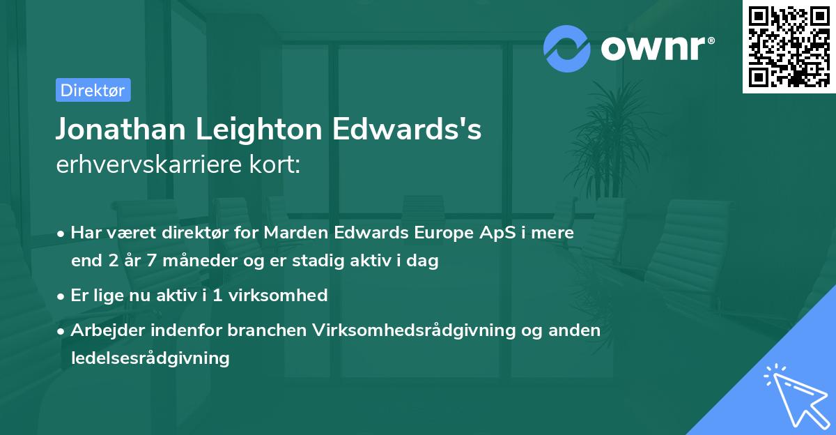 Jonathan Leighton Edwards's erhvervskarriere kort