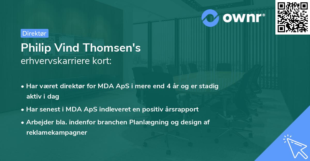 Philip Vind Thomsen's erhvervskarriere kort