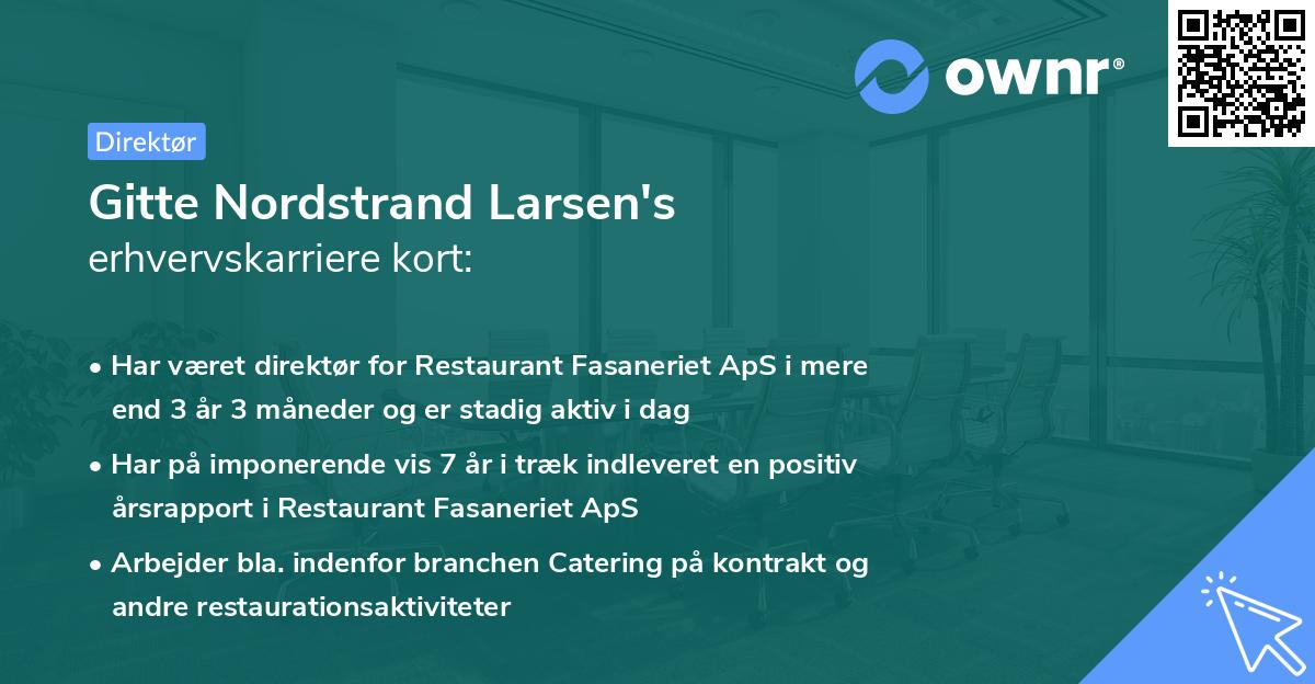Gitte Nordstrand Larsen's erhvervskarriere kort