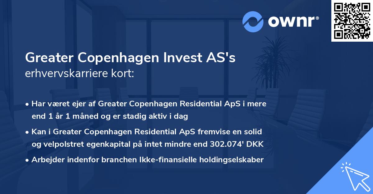 Greater Copenhagen Invest AS's erhvervskarriere kort