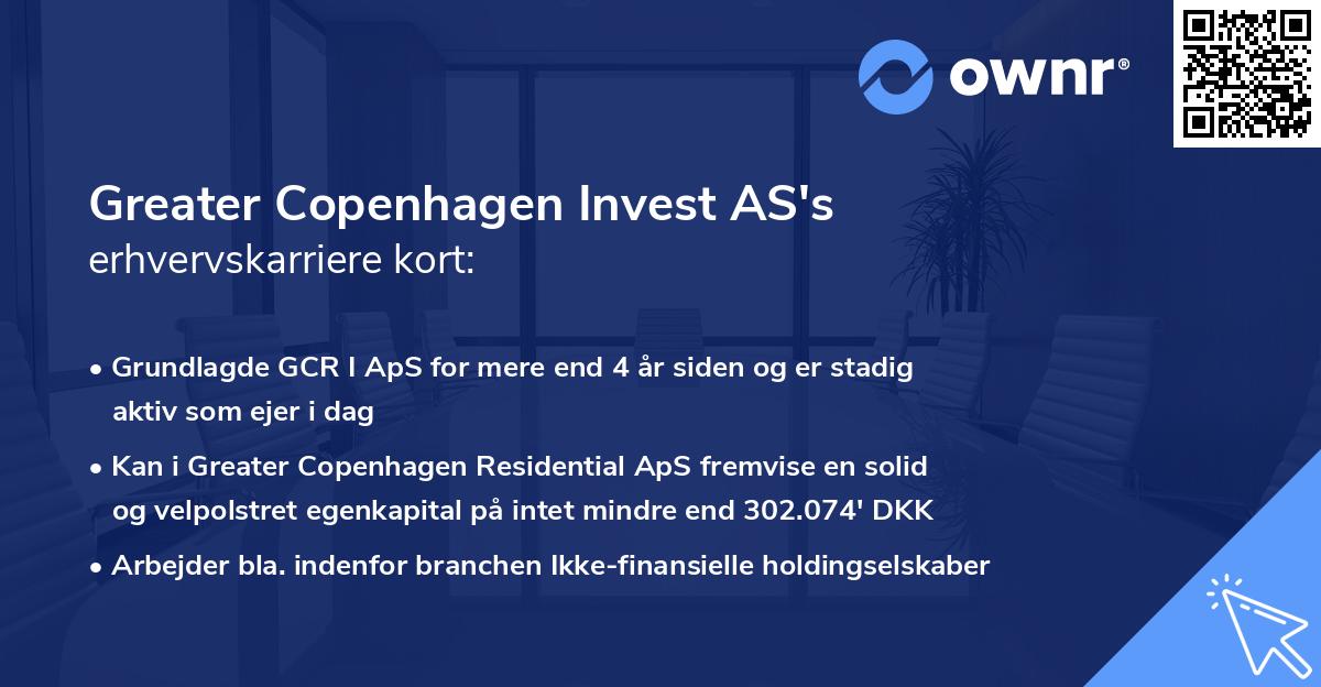 Greater Copenhagen Invest AS's erhvervskarriere kort