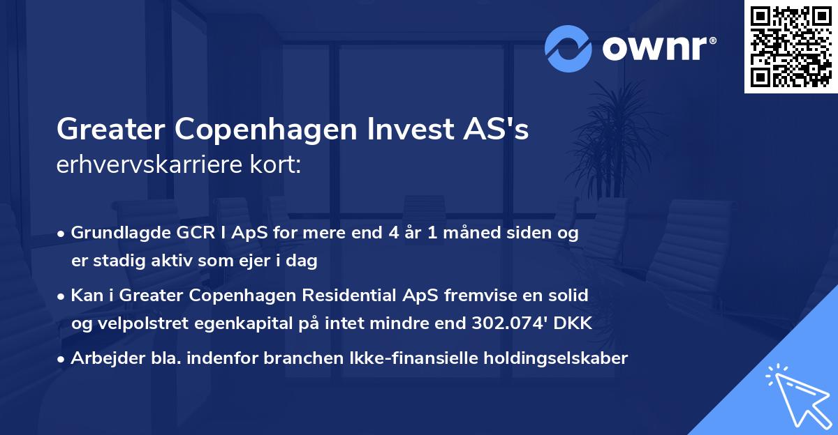 Greater Copenhagen Invest AS's erhvervskarriere kort