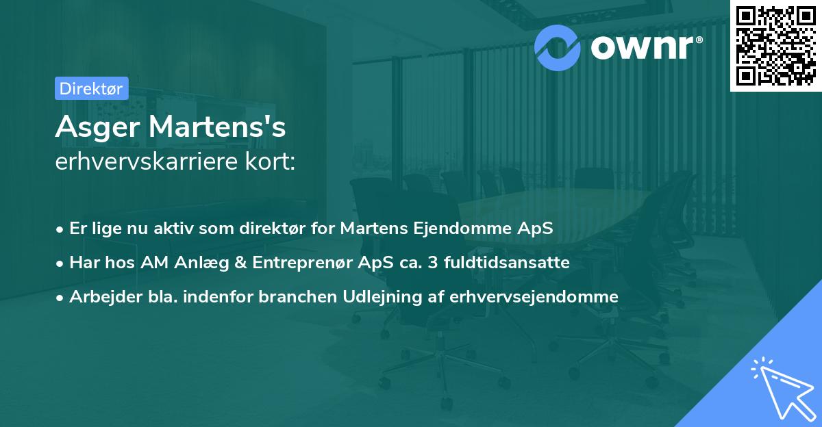 Asger Martens's erhvervskarriere kort