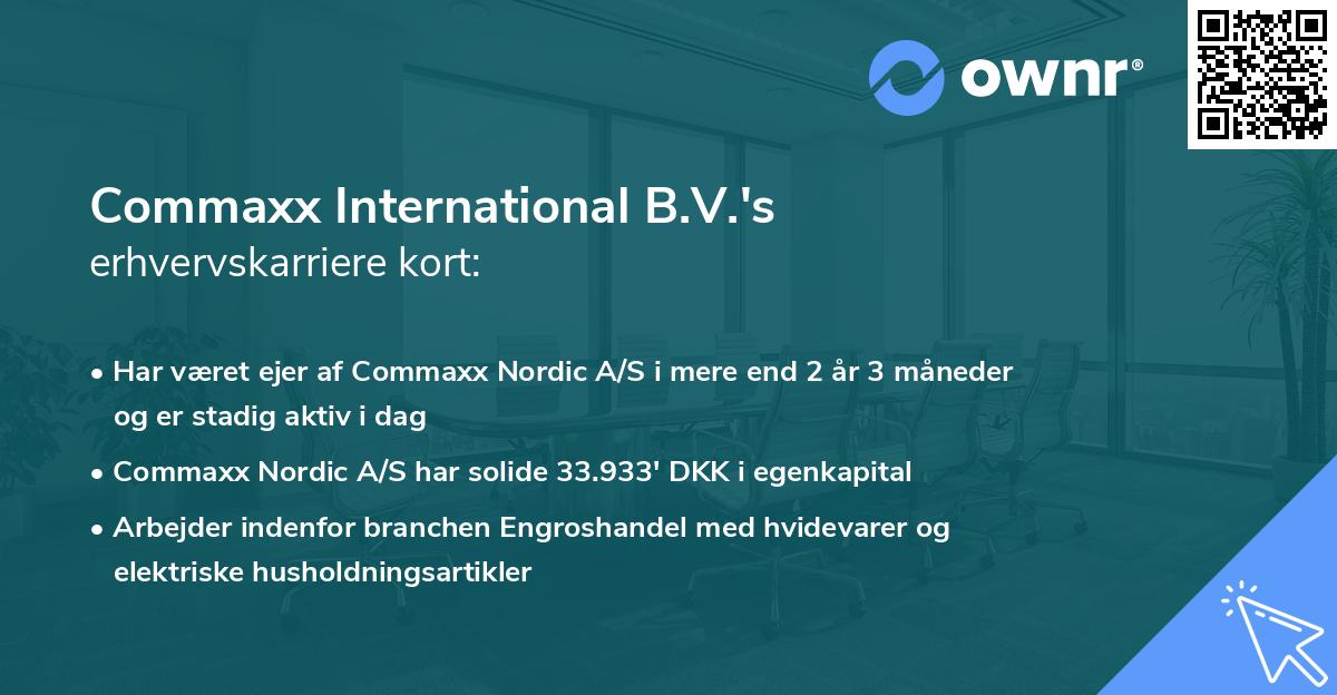 Commaxx International B.V.'s erhvervskarriere kort