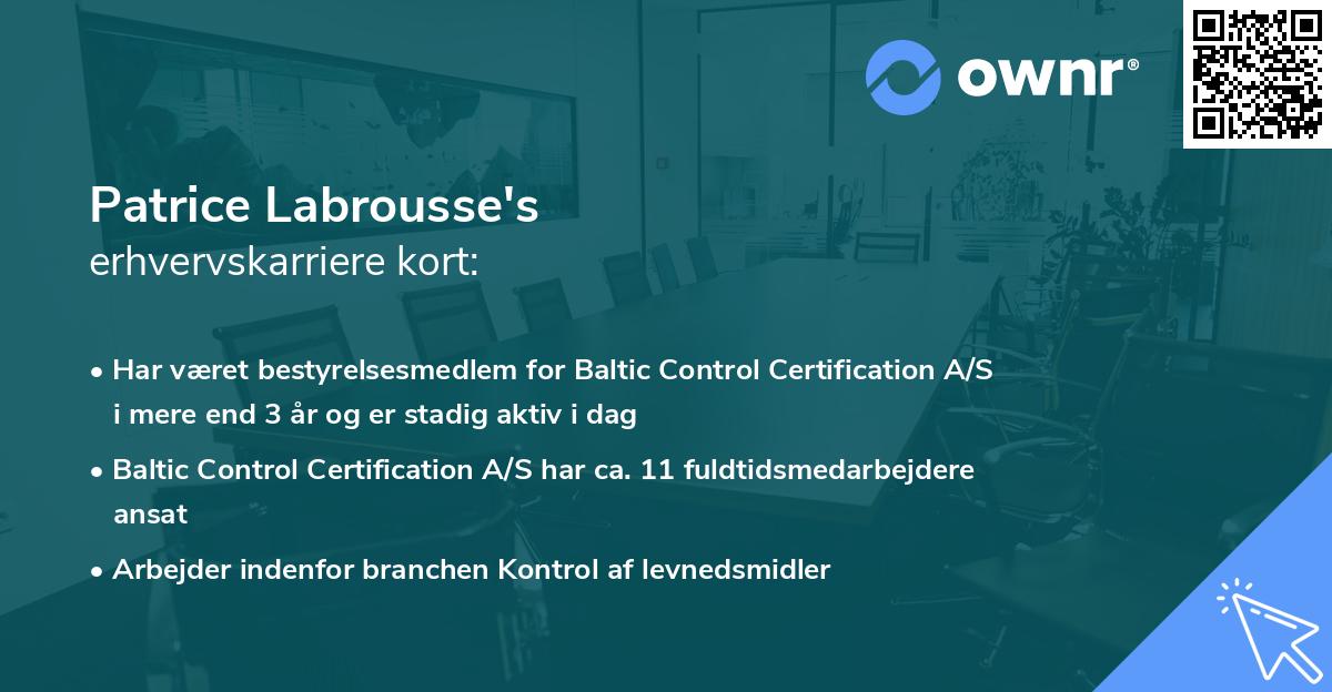 Patrice Labrousse's erhvervskarriere kort