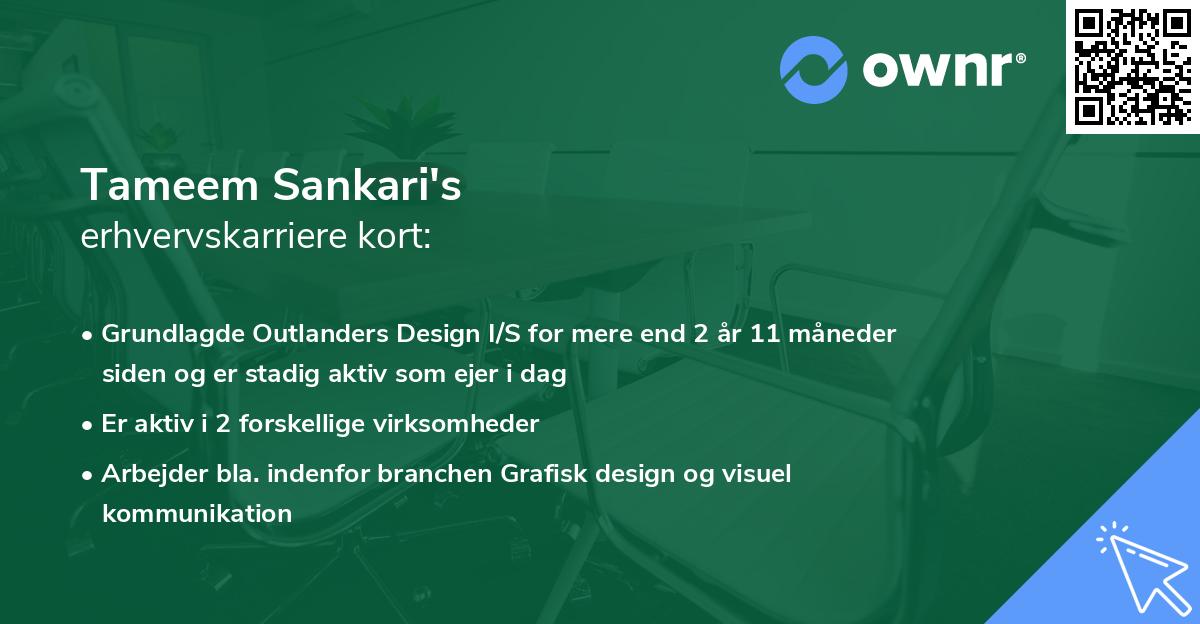 Tameem Sankari's erhvervskarriere kort