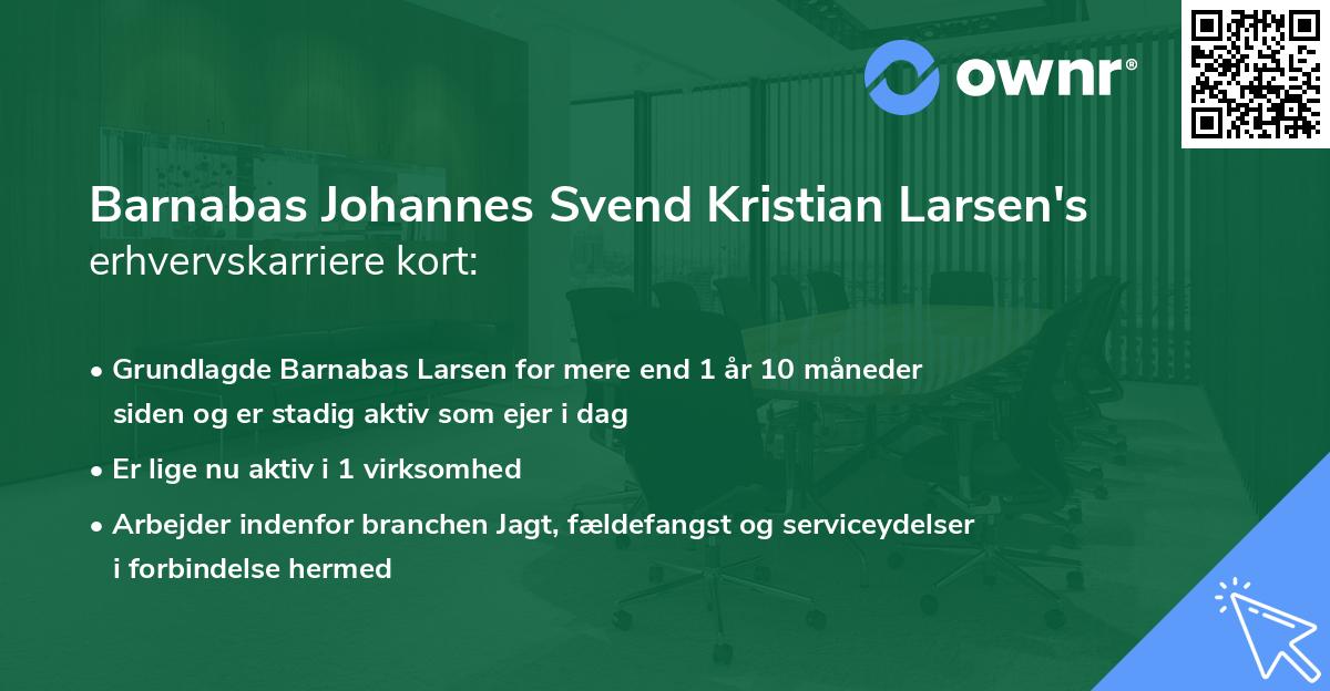 Barnabas Johannes Svend Kristian Larsen's erhvervskarriere kort