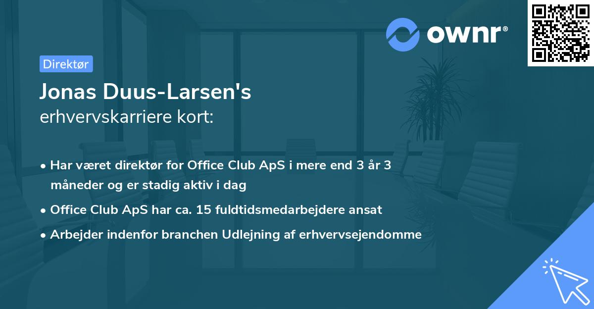 Jonas Duus-Larsen's erhvervskarriere kort