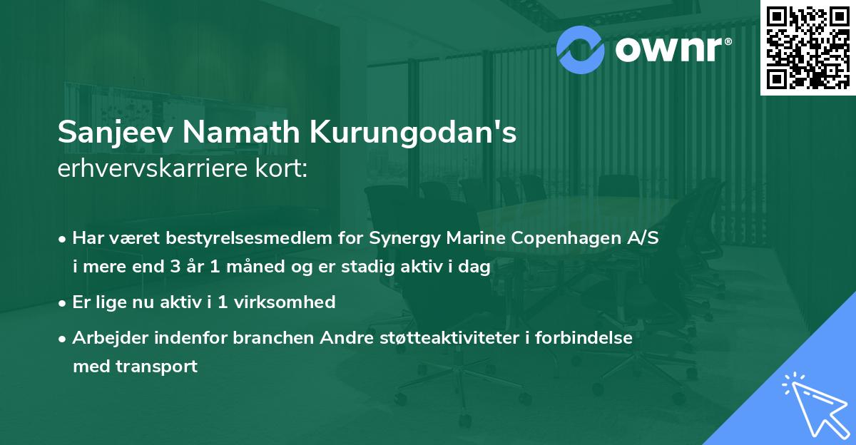 Sanjeev Namath Kurungodan's erhvervskarriere kort