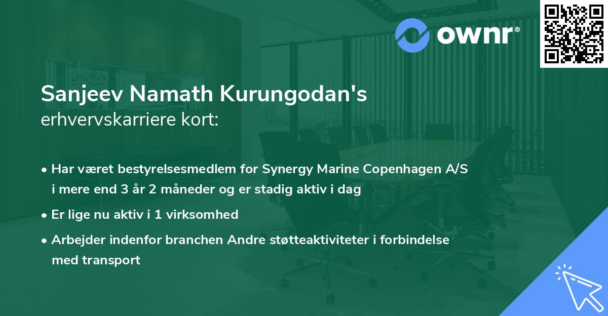 Sanjeev Namath Kurungodan's erhvervskarriere kort