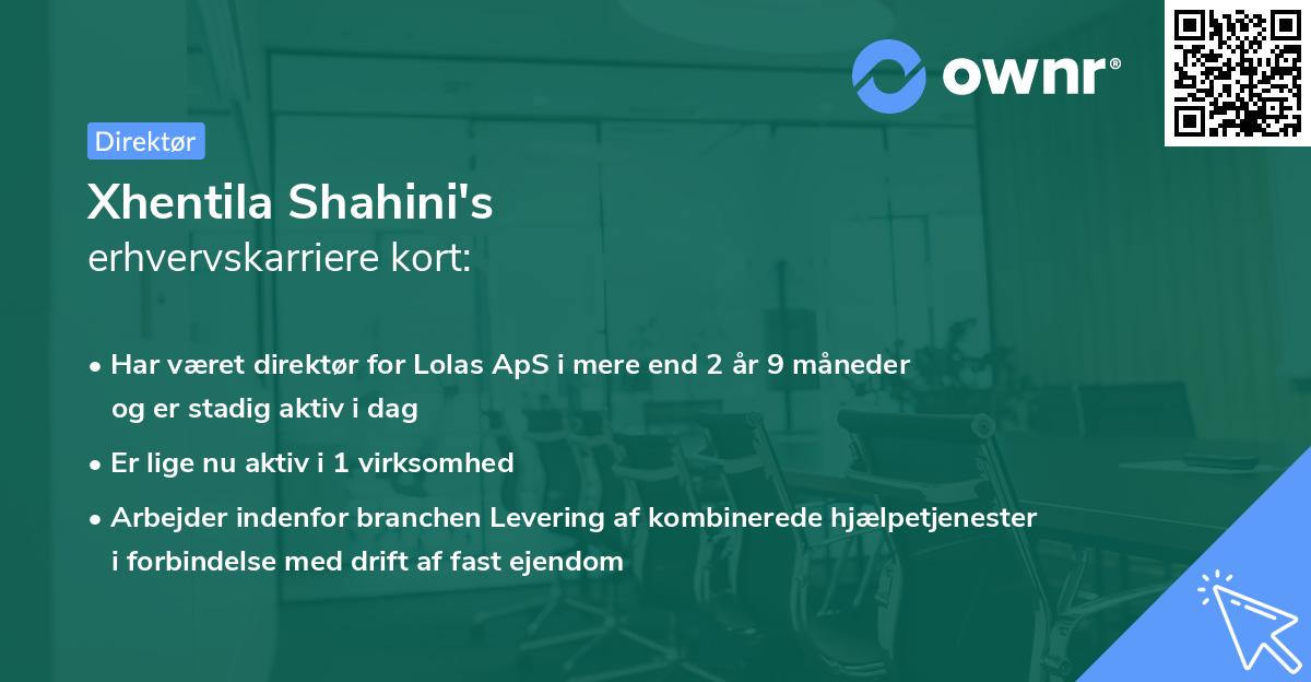 Xhentila Shahini's erhvervskarriere kort