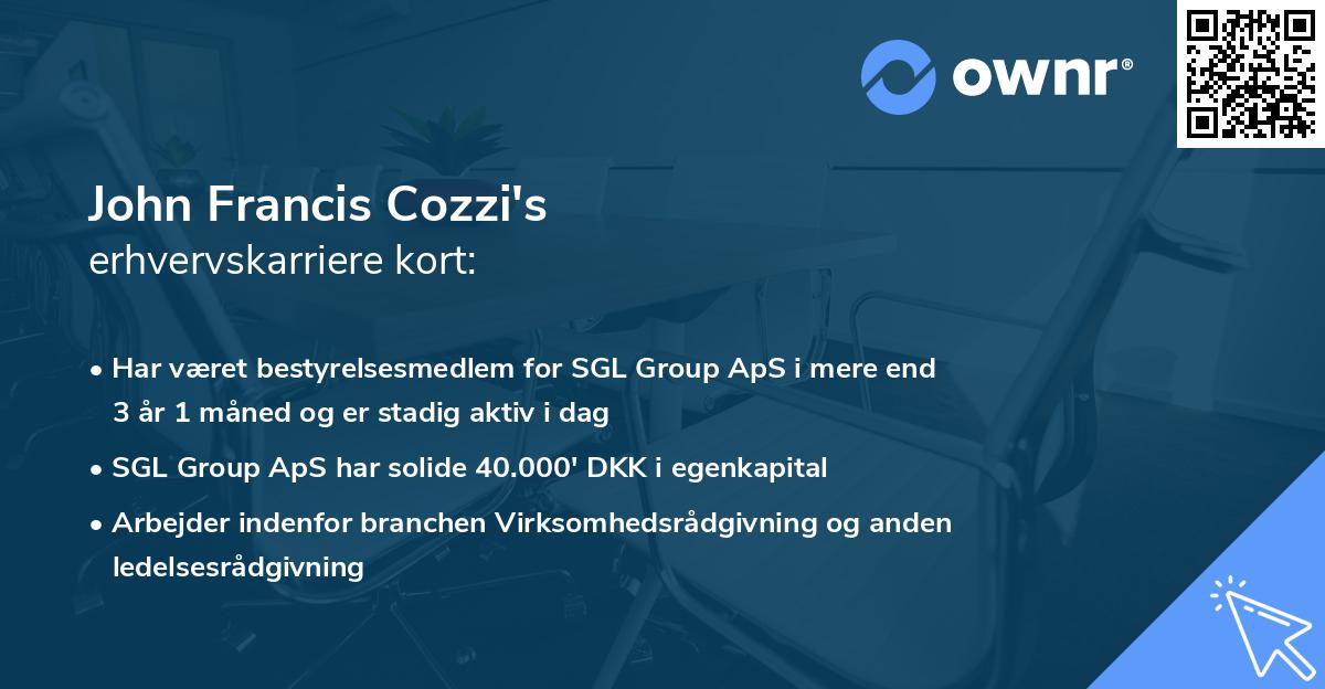 John Francis Cozzi's erhvervskarriere kort