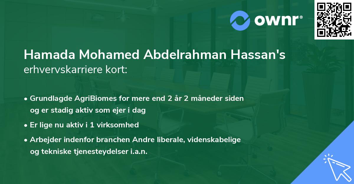 Hamada Mohamed Abdelrahman Hassan's erhvervskarriere kort