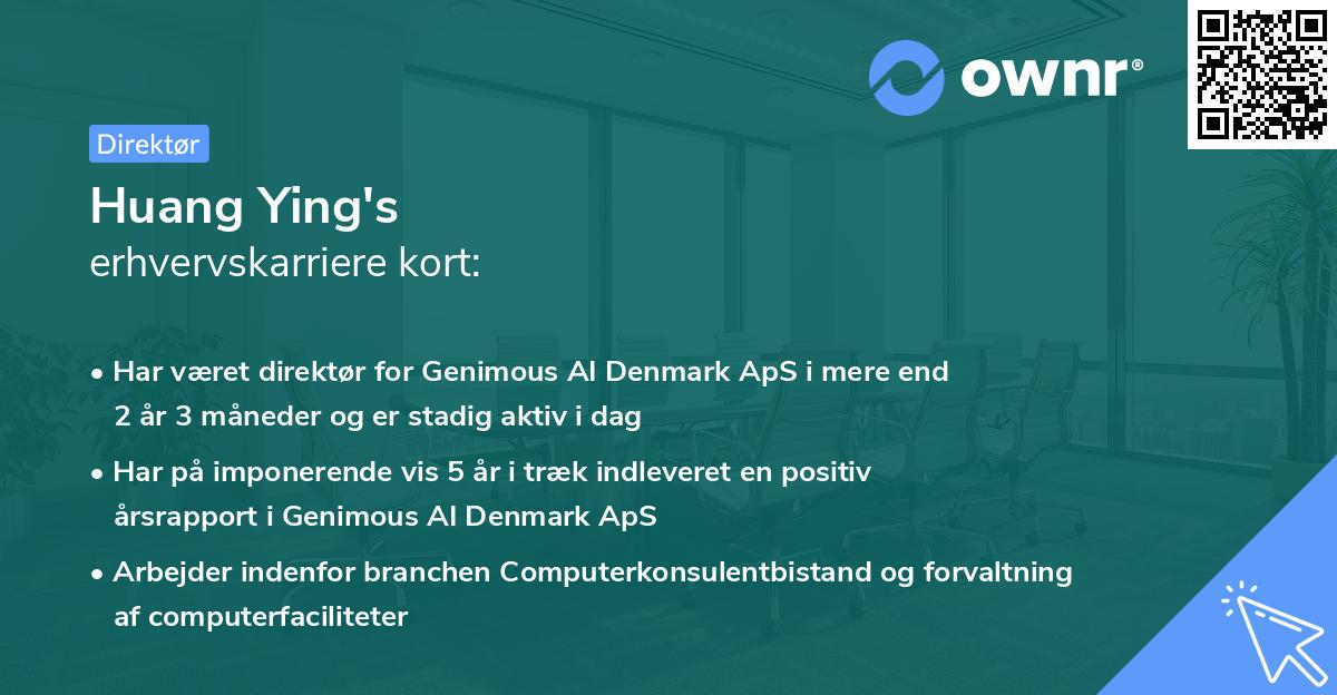 Huang Ying's erhvervskarriere kort