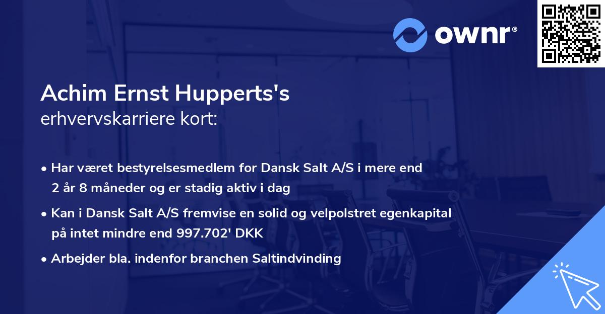 Achim Ernst Hupperts's erhvervskarriere kort