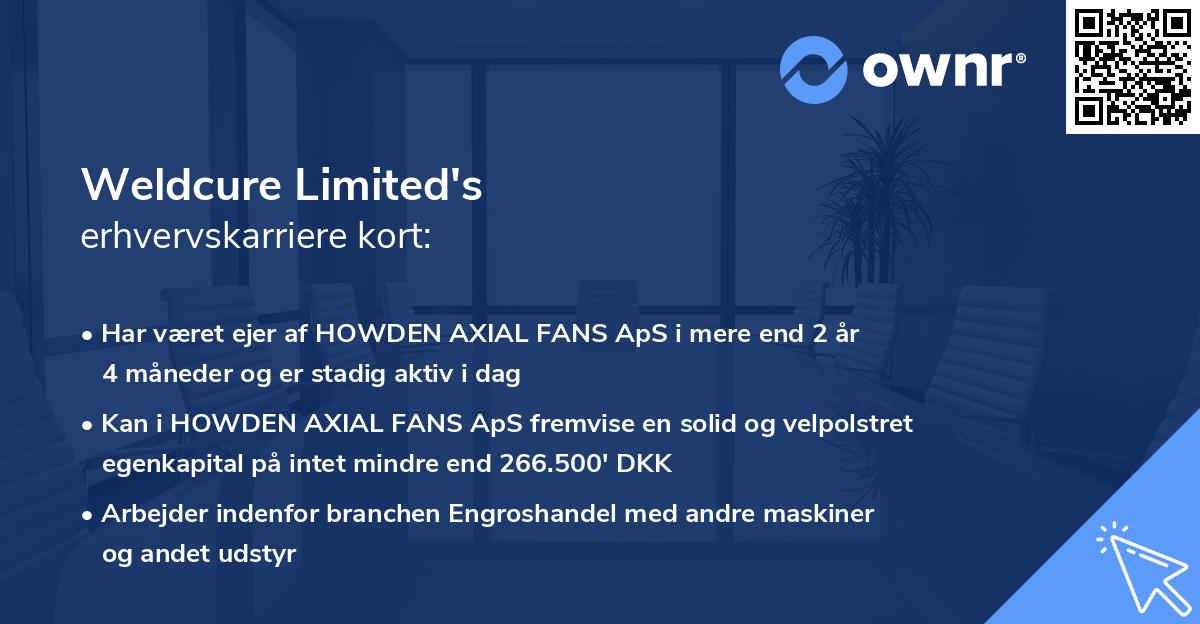 Weldcure Limited's erhvervskarriere kort