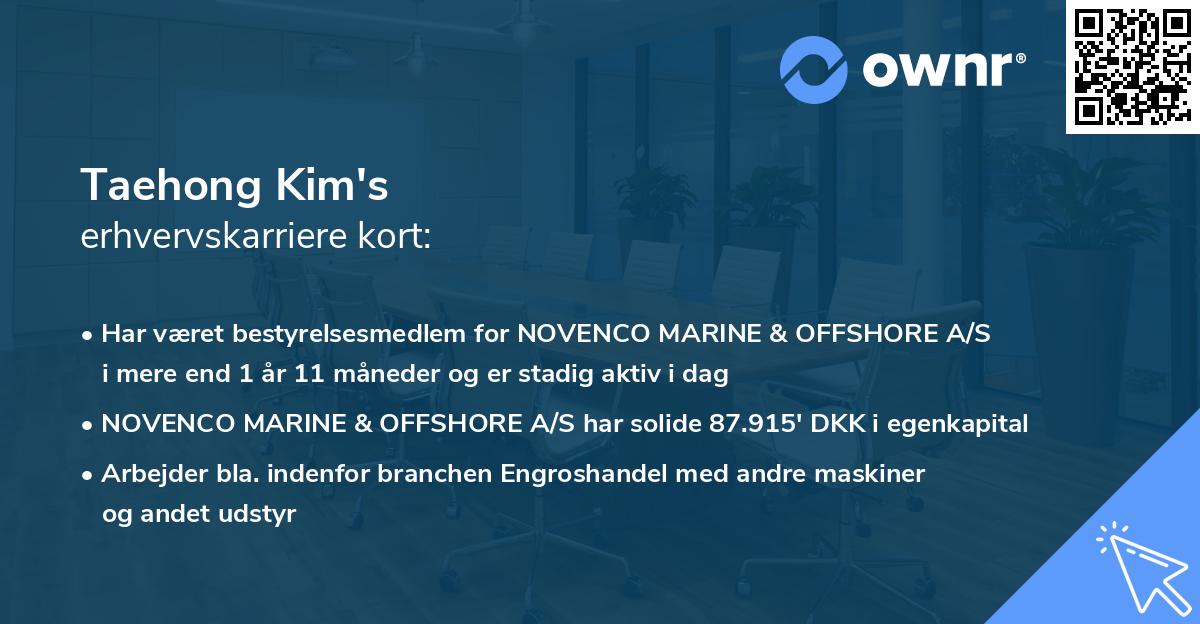 Taehong Kim's erhvervskarriere kort