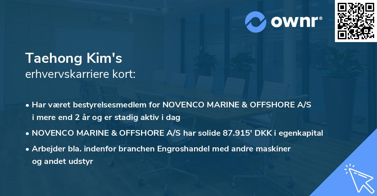 Taehong Kim's erhvervskarriere kort