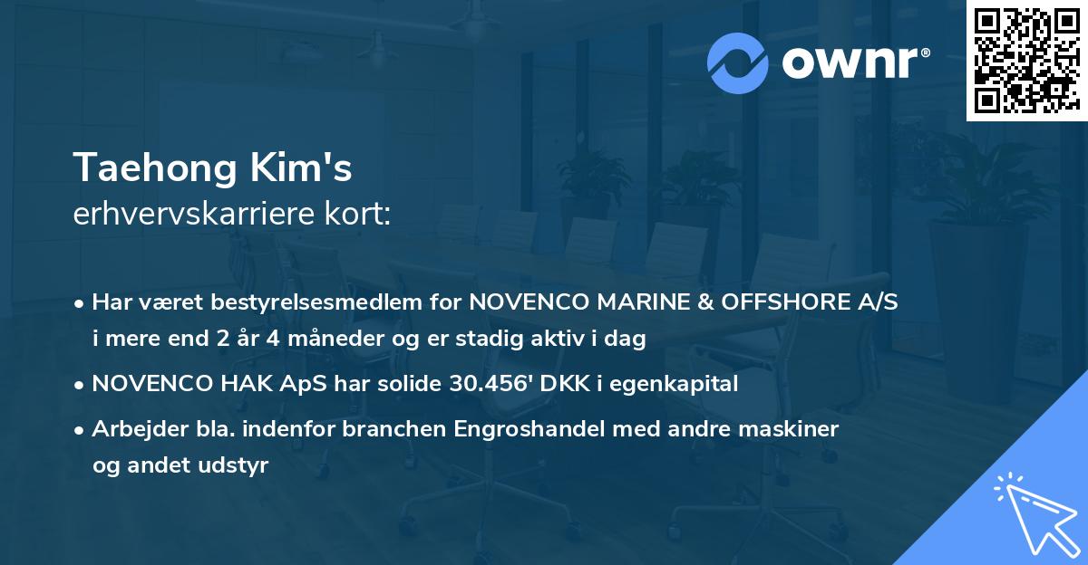 Taehong Kim's erhvervskarriere kort