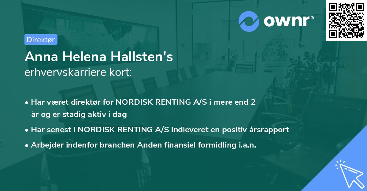 Anna Helena Hallsten's erhvervskarriere kort