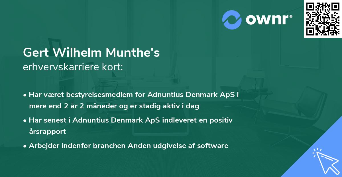 Gert Wilhelm Munthe's erhvervskarriere kort