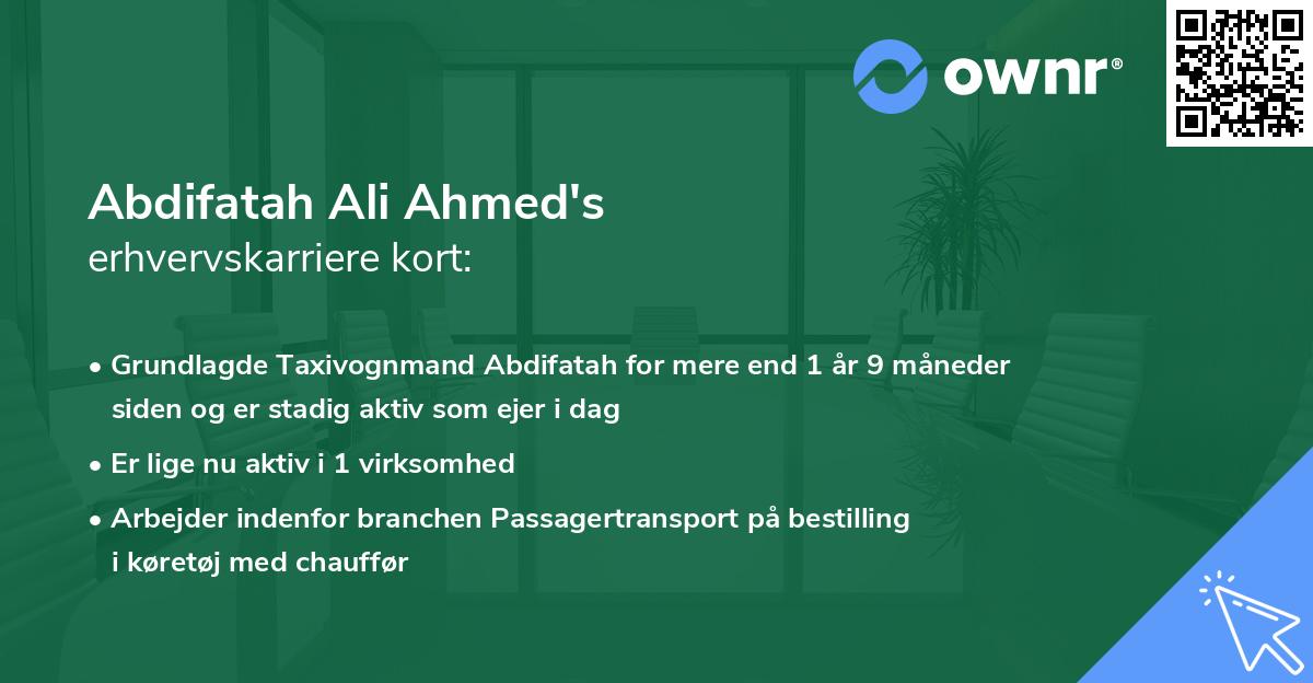 Abdifatah Ali Ahmed's erhvervskarriere kort
