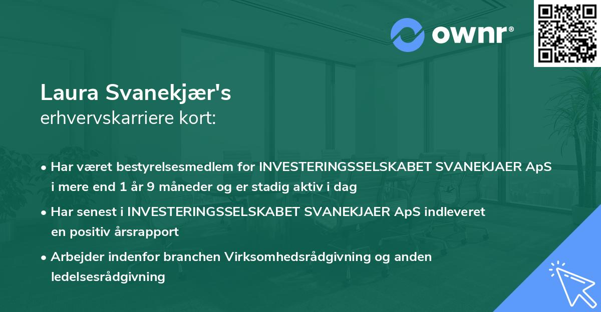 Laura Svanekjær's erhvervskarriere kort