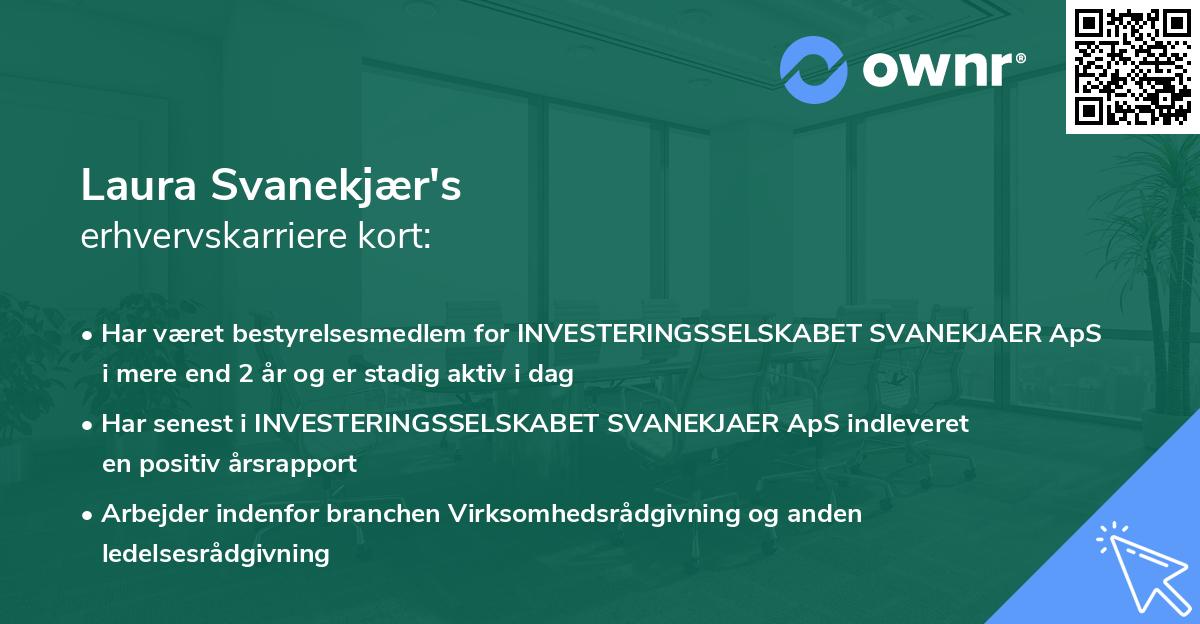 Laura Svanekjær's erhvervskarriere kort