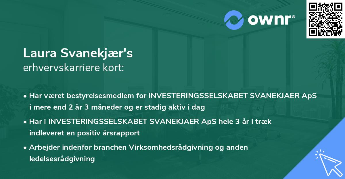 Laura Svanekjær's erhvervskarriere kort