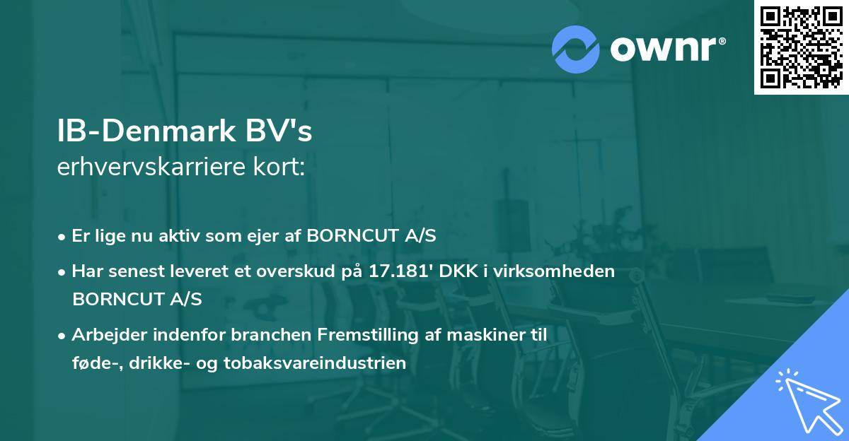 IB-Denmark BV's erhvervskarriere kort